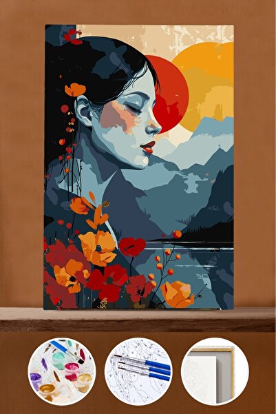 Pastelya Sayılarla Boyama Seti Çerçeveli Kasnaklı Evren Perisi 50x65 cm