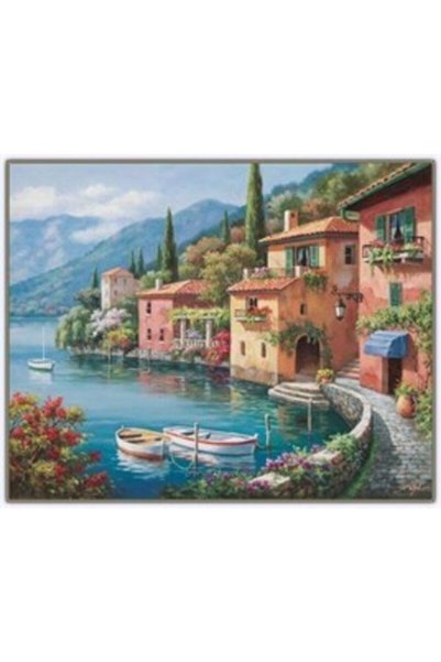 Genel Markalar Şirin Kasaba Sayılarla Boyama Hobi Seti 40x50(Tuval Şasesine G...