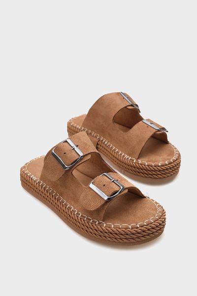 Capone Outfitters Γυναικεία σανδάλια φορτηγού διπλό ριγέ