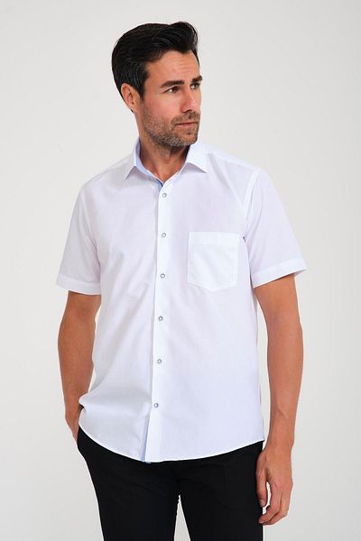 Fitmens Classic Short Sleeve Filafile Gingham Swift Men's Shirt with Gift Box Fs- 001220   - White