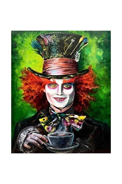 Pastelya Sayılarla Boyama Seti Çerçeveli Kasnaklı Çılgın Şapkacı 40 x 50 Cm