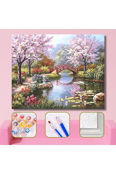Pastelya Sayılarla Boyama Seti Çerçeveli Kasnaklı Cennet Köprüsü 40 x 50 Cm