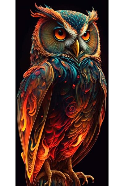 Pastelya Sayılarla Boyama Seti Çerçeveli Kasnaklı Baykuş 3 40x50cm