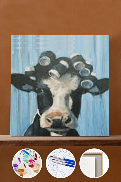 kendinyaphobi Set za bojenje po brojevima "Krava" sa okvirom i koloturom