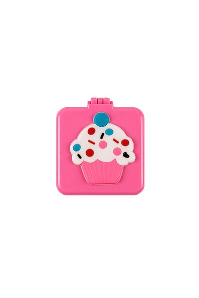 Lionesse Cupcake Figured Mirrored Pocket Hair Brush – Pink, Portable, Travel Size