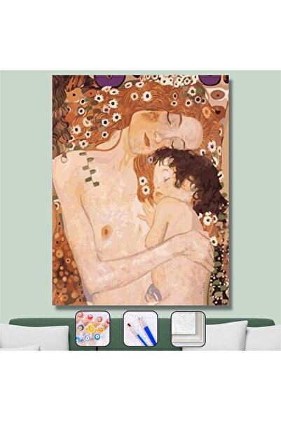 Pastelya Sayılarla Boyama Seti Çerçeveli Kasnaklı Gustav Klimt Anne Ve Çocuk ...