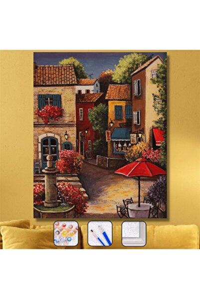 kendinyaphobi Sayılarla Boyama Seti Çerçeveli Kasnaklı Kafe'de Huzur 50x65 Cm