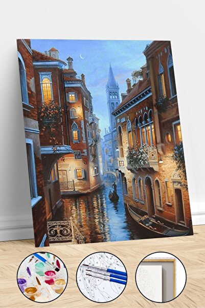 trend hobby Aşıklar Şehri Venedik Sayılarla Boyama Hobi Seti 40x50(Tuval Şase...