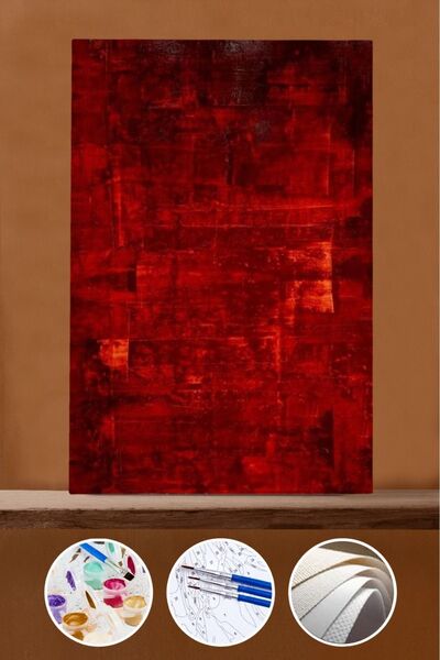 Pastelya Sayılarla Boyama Seti Çerçeveli Kasnaklı Aşk Kırmızıdır 50x65 Cm