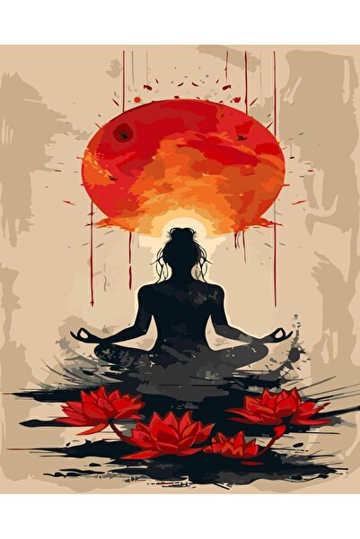 Pastelya Sayılarla Boyama Seti Çerçeveli Kasnaklı Yoga 4 40x50