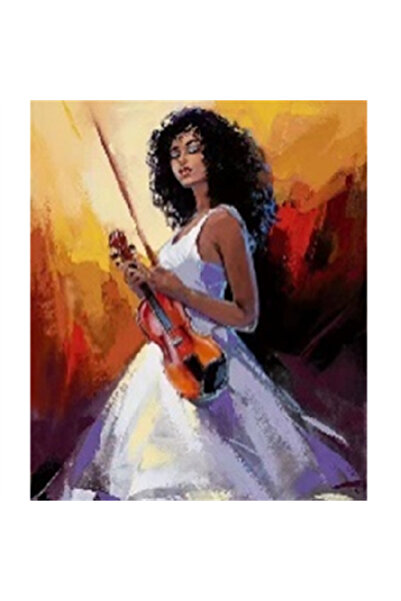 Pastelya Sayılarla Boyama Seti Çerçeveli Kasnaklı Huzurlu Kemancı Sayılarla B...