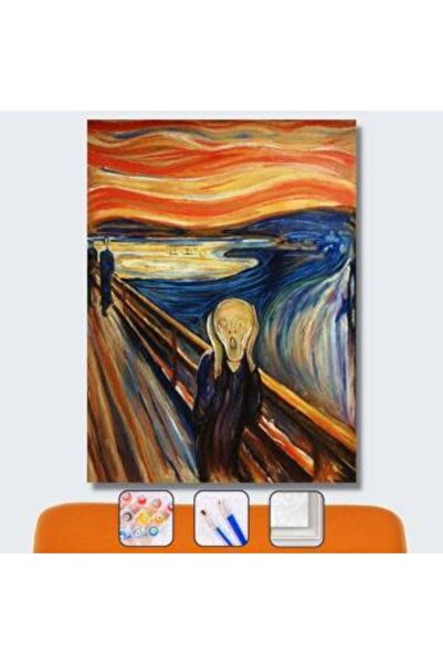 Pastelya Sayılarla Boyama Seti Çerçeveli Kasnaklı Munch Çığlık 40 x 50 Cm