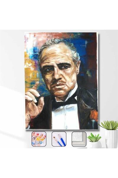 Pastelya Sayılarla Boyama Seti Çerçeveli Kasnaklı Godfather 40x50 cm