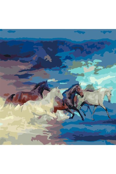 Pastelya Sayılarla Boyama Seti Çerçeveli Kasnaklı Atların Hedefi 60 X 75 Cm