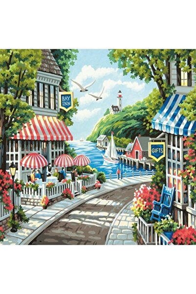 kendinyaphobi Sayılarla Boyama Seti Çerçeveli Kasnaklı Deniz Kenarında Cafe 6...