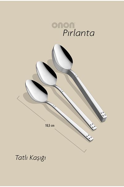 on-on 18/10 Diamond Sweet Spoon - Set of 6