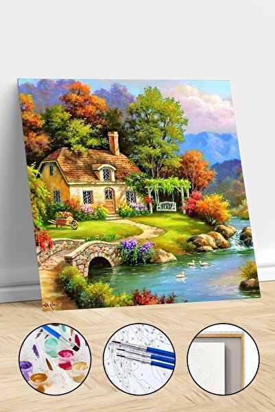 Pastelya Sayılarla Boyama Seti Çerçeveli Kasnaklı Cennet Bahçesi 60 X 75 Cm