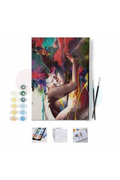Pastelya Sayılarla Boyama Seti Çerçeveli Kasnaklı Aşk I Derun 40 x 50 Cm