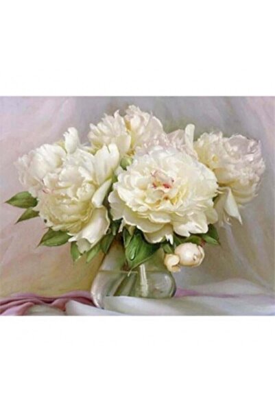 Pastelya Sayılarla Boyama Seti Çerçeveli Kasnaklı Duru Çiçek 40 x 50 Cm