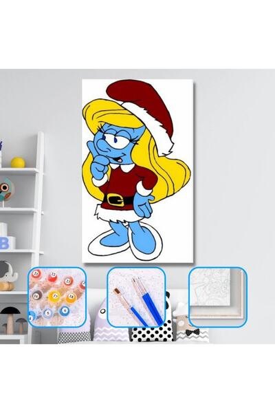 Pastelya Sayılarla Boyama Seti Çerçeveli Kasnaklı Şirine 40 x 50 Cm