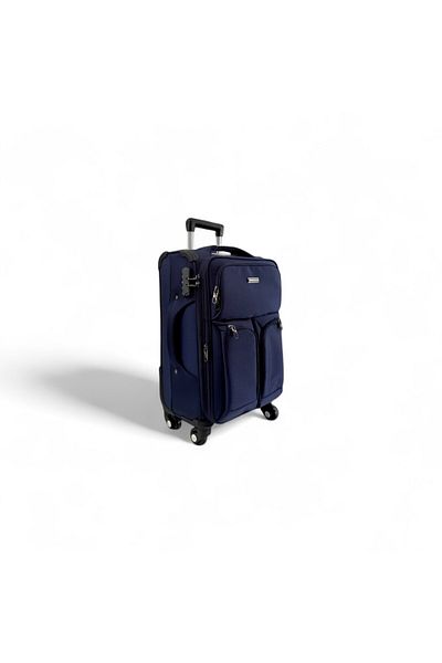 Rorik Troler textil, 42 L, S 55x35x23 cm, valiză antifurt cu fermoar combinat, roți 360°, albastru