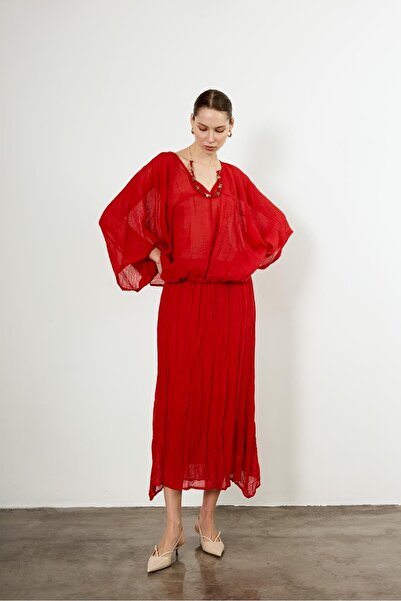 Suziş KADIN KOLYELİ KIRIŞIK KUMAŞ BLUZ ETEK TAKIM 51134