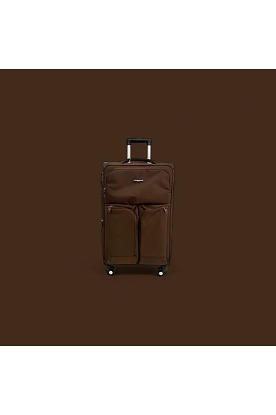 Rorik Textile Trolley, 42 L, S 55x35x23 cm, anti-theft combination zipper suitcase, 360° wheels, Brown