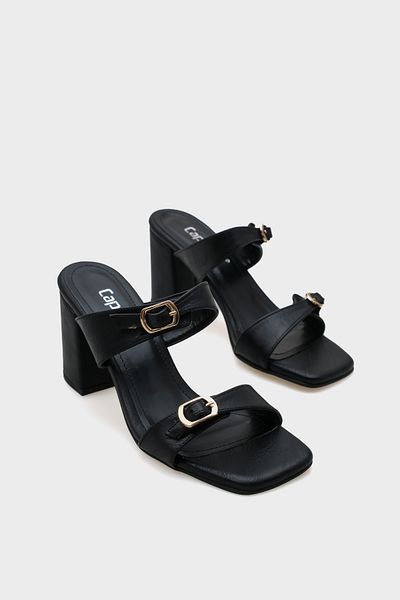 Capone Outfitters Lenora Blunt Toe Medium Heeled Double Strap Women's Slippers