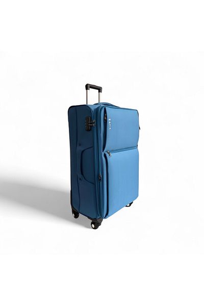 Rorik Troler textil, 97 L, L 80x47x28 cm, roți 360°, valiză cu mâner telescopic, albastru deschis
