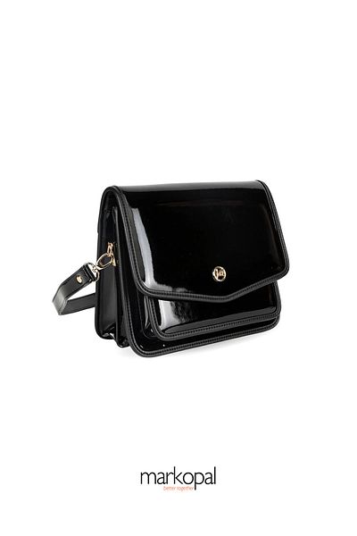 MORCA Classic Women's Cross Shoulder Bag Izg2301-1 Black Patent Leather