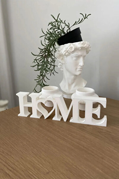 Genel Markalar Home Yazılı Dekoratif Biblo Masaüstü Dekor - Beyaz 22 Cm X 6 Cm.