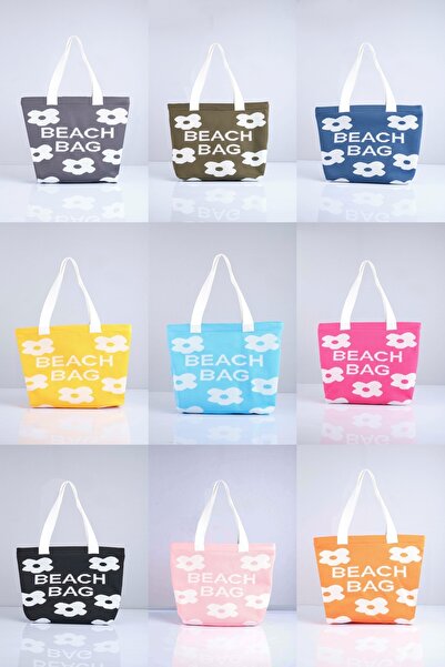 Sebir Moda Floral Patterned Knitwear Beach Bag