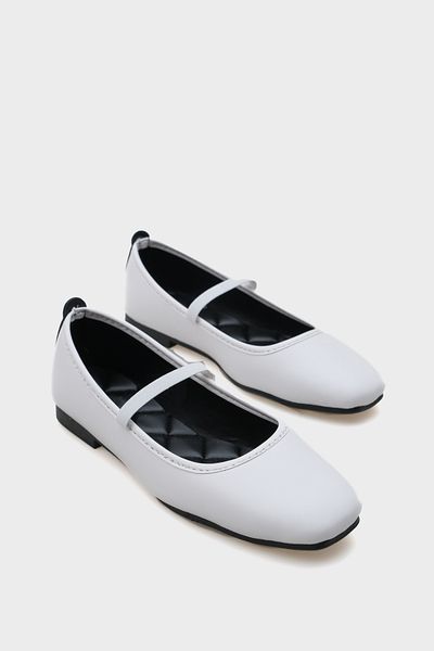 Capone Outfitters Bílé matné pruhované dámské baleríny