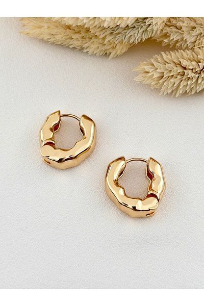 Siya Silver Non-Tarnish Steel Asymmetric Hoop Earrings