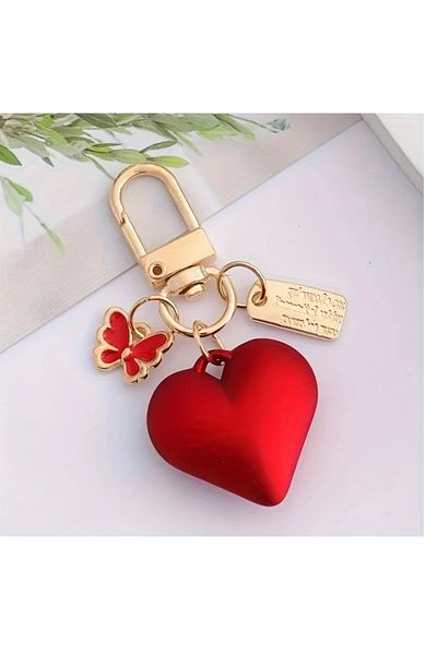 mos&more 6cm Red Heart Bag Ornament - Cut with Keychain and Car Ornament