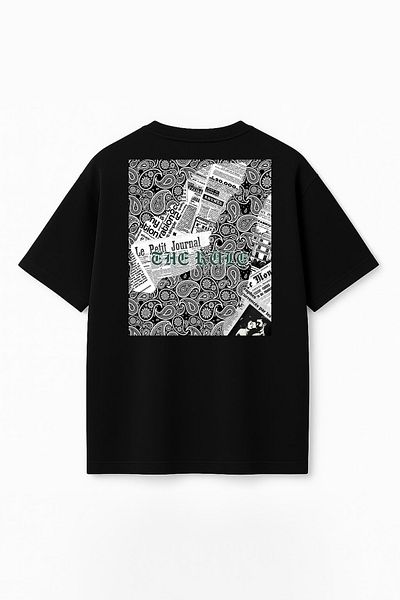 THE RULE Unisex μοτίβο σάλι εφημερίδας με στάμπα Oversize 100% βαμβακερό μπλουζάκι με μαλακή υφή με λαιμόκοψη