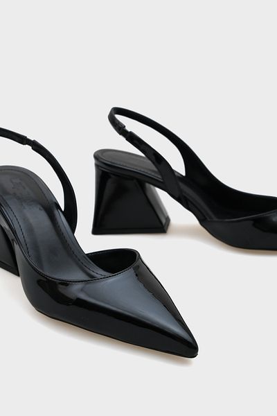Capone Outfitters Pantofi de damă din piele lăcuită cu toc mediu Robby cu spate deschis