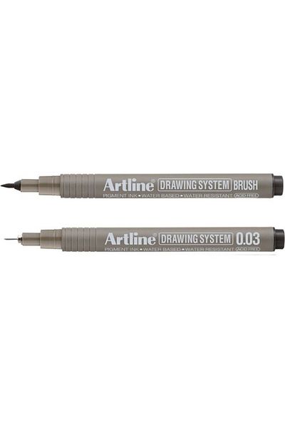 artline Drawing System Technical Drawing Pen Set of 2 (BRUSH 0.03MM)