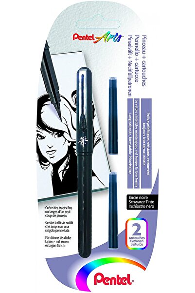 Pentel Arts Pocket Brush Cep Tipi Fırça Uçlu Kalem - Siyah-XGFKP-FP10