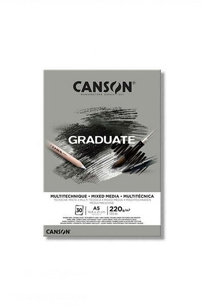 Canson Graduate Mix Media Gray A5 220gr 30 Yp كتلة صور متعددة الأغراض