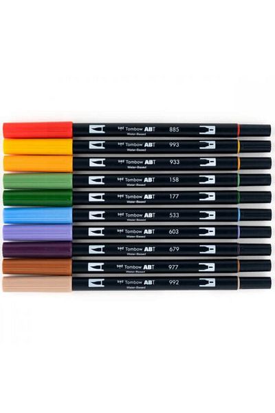 Tombow Abt Dual Brush Pen Set of 10 - Secondary (Intermediate Colors) Graphics Pen