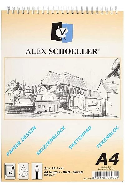 Alex Schoeller Sketch Book A4 Spiral 90gr 60 Yp Drawing Book Alx.820