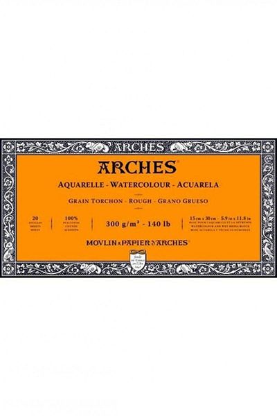 Arches ألوان مائية 300 جرام 15 × 30 سم 20 ياردة كتلة خشنة من سولوبويا / A1795082