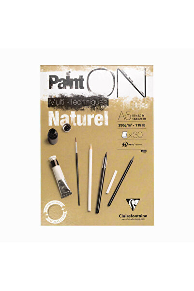 Clairefontaine Paint On Dikişli 250gr 30yp A5 Karışık Teknik Çizim Blok - Nat...