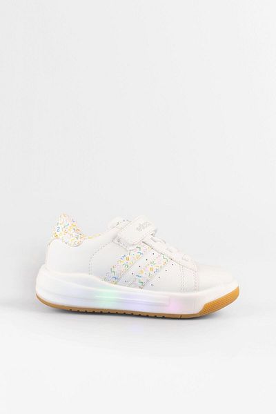 Vicco Pukky Lighted Girl Preschool White Sneaker