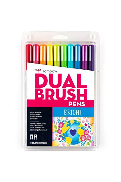 Tombow ABT Dual Brush Pen Grafik Kalemi 10'lu Set - Bright (Parlak Renkler)