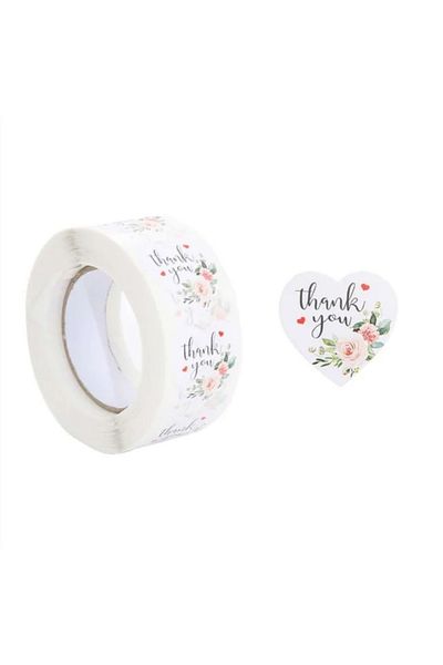 arminow HEART SHAPE THANK YOU LABEL STICKER - 48 PIECES IN 2.5 CM SIZE