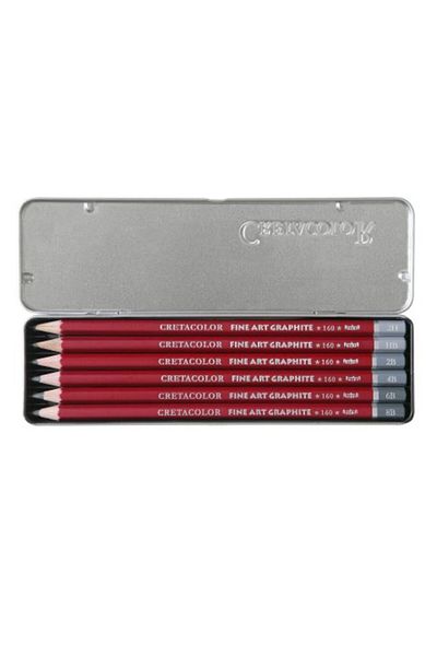 CretaColor Cleos Fine Art Graphite Pencils 6-Piece Graduated Pencil Set Metal Box / 16025
