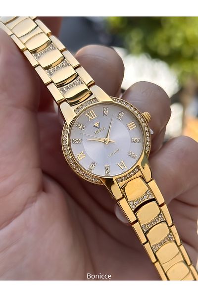 Fiesta Gold Yellow Stone Straw Strap Women's Wristwatch