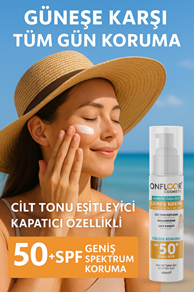 ONFLOOR COSMETİC Ton Eşitleyici Güneş Kremi Spf 50 – Renkli Kapatıcı, Nemlend...